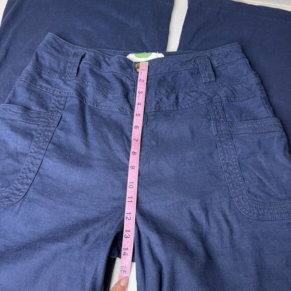 Anthropologie Trouser Pants Womens 31x32 Navy Blue Linen High Waist Wide Leg - Picture 7 of 10